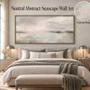 Framed Canvas Neutral Abstract Seascape Wall Art 24x48in