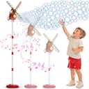 Windmill Bubble Machine for Kids, 51" Adjustable Height Bubble Maker with Light & Music, 130ml Tank, 10-Hole Battery Operated Bubble Blower for Toddlers, Backyard Outdoor Party Toys