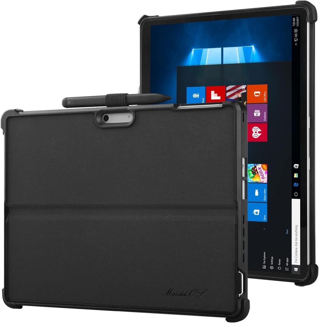 Hard Case for Microsoft Surface Pro11 Edition pro10 Pro 9 Funda para tableta Kickstand Cover Multiple Angle View PU Leather Pen Holder 13 inch Tablet Lightweight Hard Shell (Black)