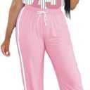 PINSV 2 Piece Sets for Women Summer Casual Outfits Jersey Shirts and High Waisted Pants Sets (Pink, S)