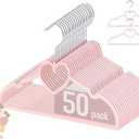 GOSCHE Kids Velvet Hangers (12.8 Inch - 50 Pack), Non-Slip Baby Clothes Hangers for Closet, Ultra Slim Space Saving Childrens Hangers, 360Degree Swivel-Hook, Infant/Toddler Hangers, Dark Pink