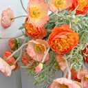 Set of 6 Poppies Flowers Artificial Silk Flowers with Long Stems Faux Wildflowers Bouquet for Vases Oil Pastel Style for Wedding Party Indoor Home Office Decor (Gradient Coral)