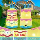 4.5FT Inflatable Happy Birthday Cake Decorations Outdoor, Birthday Blow Up Holiday Party Decor, Build-in LED Lights for Indoor Home Celebration Garden Lawn Yard Prop Sign