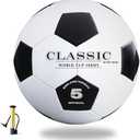 Classic World Cup Series Soccer Ball Size 5 – Retro Black & White Design,Durable Synthetic Leather for Training, Matches & Recreational Play – Classic Look for Youth & Adults of All Skill Levels