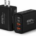 USB C Wall Fast Charger Block, 40W 4-Port Type C Chargers Fast Charging Blocks PD Power Charger Adapter+QC 3.0 USB Multiport Charger Brick for Phone 17/16/15/14/13/12 Pro Max, i-Pad, Galaxy S25-2Pack