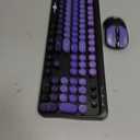 Wireless Keyboard and Mouse Combo, 104 Round Keys Cute Colorful Keyboard and Mouse with Retro Typewriter for PC/Mac/Laptop/Tablet/Computer/Windows Black Purple