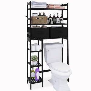SMIBUY Over-The-Toilet Storage Rack, 6-Tier Bamboo Large Bathroom Organizer with Side Shelves and 2 Drawers, Stable Freestanding Space Saver for Bathroom, Laundry Room(Beige) SMIBUY Over-The-Toilet Storage Rack, 6-Tier Bamboo Large Bathroom Organizer with Side Shelves and 2 Drawers, Stable Freestanding Space Saver for Bathroom, Laundry Room(Beige)