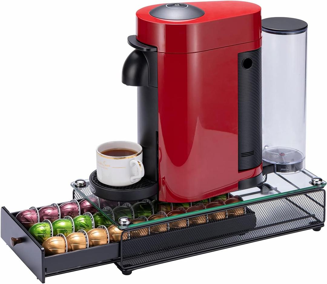 ZCDCP Nespresso Vertuo Pod Holder Coffee Capsule Drawer Black 30 Pods