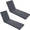 Summsun Chaise Lounge Cushions Outdoor Set of 2 - Waterproof and Fade Resistant Sun Lounger Replacement Cushions - Patio Lounger Pads with Removable Cover for Pool, Deck, 80 x 26 x 3 Inch, Dark Grey