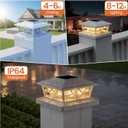 APONUO Solar Post Cap Lights 12 Pack for 4x4 5x5 6x6 Wood Vinyl Fences - Post Lights Solar Powered, IP64 Waterproof, Auto On/Off, for Deck Patio Yard (Warm & Cool White)