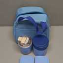 Bento Lunch Box Set with 10.5oz Soup Thermo Food Jar, Stainless Steel Leak-proof Lunch Container with 4 Compartment, Coffee Tumbler with Lunch Bag for Adults Kids School Travel Office-Blue