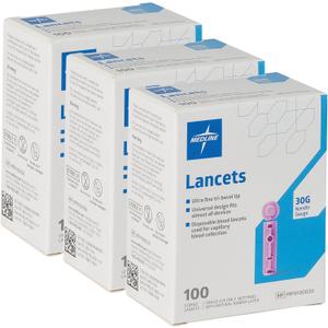 Medline General Purpose Lancet, Can be Used with Most Universal Lancing Devices, 30G, Box of 100 (Pack of 3)