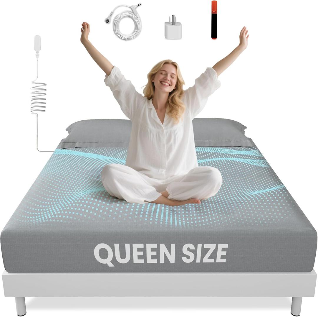Grounding Sheets Gray Queen Size - 90% Organic Cotton + 10% Pure Silver Fitted Bed Sheet for Earthing - 400 Thread Count Deep Pocket Grounded Bedsheets - Improved Sleep Down to Earth Ground Bedding