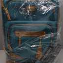Steve Madden Designer Luggage Collection - Lightweight 24 Inch Expandable Softside Suitcase - Mid-size Rolling 4-Spinner Wheels Checked Bag (Harlo Teal Blue)