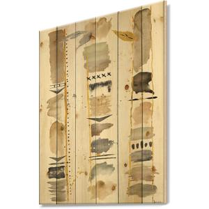 Abstract Gold Birch Trees I - Modern & Transitional Print on Natural Pine Wood - 24x32
