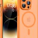 TOCOL Magnetic for iPhone 14 Pro Case, Upgraded Full Camera Protection, Compatible with Magsafe, Drop Protection, Translucent Matte Back Phone Cover 6.1 inch (Orange)