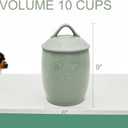 Large Dog Treat Container Airtight, Cute Dog Treat Jar with Lids,Rustic Dog Treat Storage Container, Ceramic Cat Food Jars for Kitchen Counter, Green