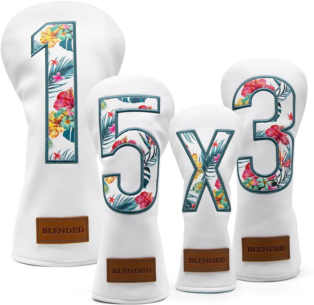 Golf Club Covers Driver Covers Fairway Wood Headcover Hybrid Cover Leather Mallet Putter Covers Blade Headcovers Golf Head Covers for Most Brand
