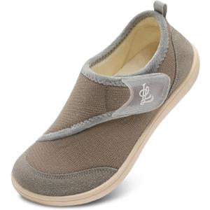 LeIsfIt Mens Slippers Wide House Shoes Adjustable Diabetic Shoes Arthritis Swollen House Slippers Indoor Outdoor (8 Wide, Taupe)