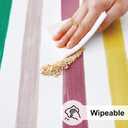 misaya Rectangle Vinyl Tablecloth, Fitted Table Cover, Waterproof Elastic Edge, Flannel Backing Plastic Tablecloth Fit 8 Foot Folding Tables for Picnic, Camping, Outdoor (Colorful Stripes, 30x96 inch)