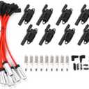 8PCS UF414 Round Ignition Coils Pack & Iridium Spark Plugs & Spark Plug Wires Set Compatible with Chevrolet Corvette Avalanche Silverado 1500 2500 3500 GMC Savana 1500 2500 Cadillac Escalade