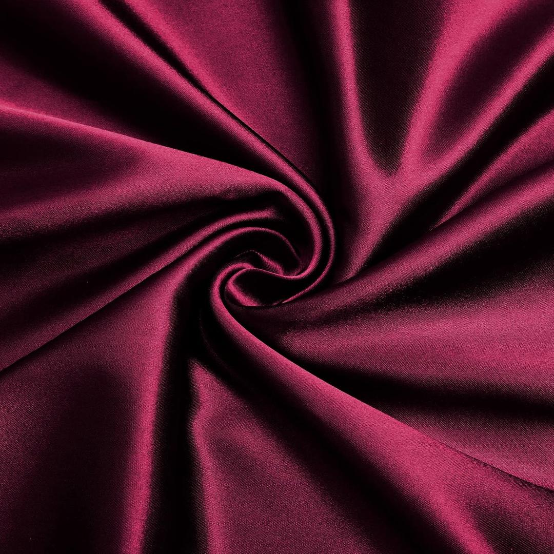 VACVELT Charmeuse Satin Fabric by The Yard, 60 Inch Wide Burgundy Satin Fabric Shiny & Soft Cloth Fabric, Silky Satin Fabric for Bridal Dress, Wedding Decorations, Crafts, Sewing, Draping (3 Yards)