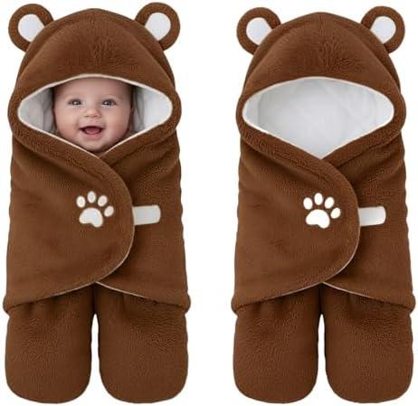 Lilian&Gema Swaddles for Newborns, Baby Swaddle Blanket for Newborn 0-4 Months, Cute Bear Swaddle Wrap for Baby Boys Girls, Plush Receiving Blankets for Newborn Registry