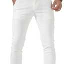 Plaid&Plain Men's Plaid Pants Skinny Dress Pants for Men Skinny Chino Pants Men 7301-White-T28X28