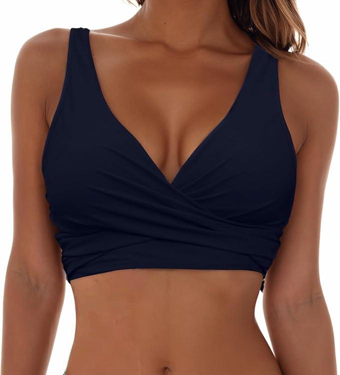 Bikini Top Large Breasts Women's Push Up Bikini Tops Backless Bikini Top Bikini Bra Top V Neck Swimsuit Swimwear Adjustable Swimsuit Bra Sport Bikini
 , Size M