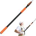 SISUPASSIE Telescoping Extension Pole, Reach to 30FT Telescoping Pole Multi-Purpose 5-24FT Lightweight, Sturdy with Universal Twist-on Metal Tip Extendable for Dusting Painting Window Cleaning