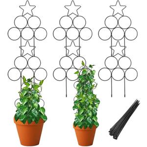 3-Pack 14 Inch Small Trellis for Potted Plants, Metal Plant Trellis for Plants Indoor - Garden Trellis for Houseplants, Plant Support for Ivy, Pothos, Monstera, Hoya, Vines (Black, 14inch/3 Pack)