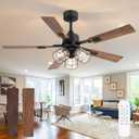 ZYD 52 Inch Farmhouse Ceiling Fan with Lights, Remote Control, Glass Shade