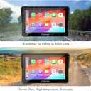 Carpuride W702 for Motorcycle, 7 inch Waterproof Touchscreen, Portable Carplay/Android Auto GPS Navigation for Motorbike, Support Dual Bluetooth, Car GPS, Siri, G00gle Assistant, TF-64G