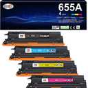 655A Black Cyan Magenta Yellow Toner Cartridge Replacement for HP 655A