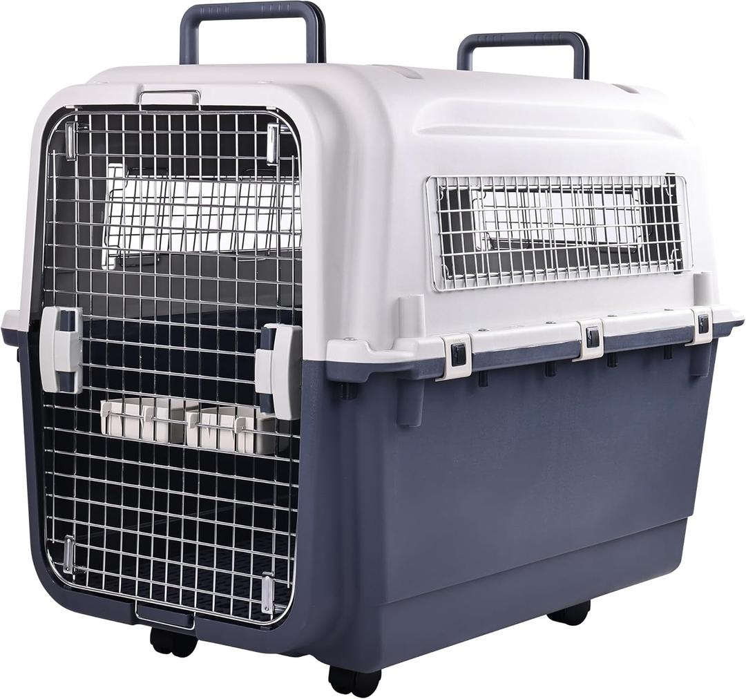 Plastic Kennels, Plastic Dog Crate, Airline Approved Pet Carrier for Dogs and Cats Longer Traveling, Multiple Sizes (X-Large (35.8"L x 23.8"W x 28.5"H))