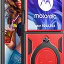 Case for Motorola Razr Plus 2024/ Razr 5/ Razr Gen 5 with Magnetic Ring Kickstand, Military Grade Heavy Duty Shockproof Protection Armor Cover for Motorola Razr 50 Ultra. JS-Red