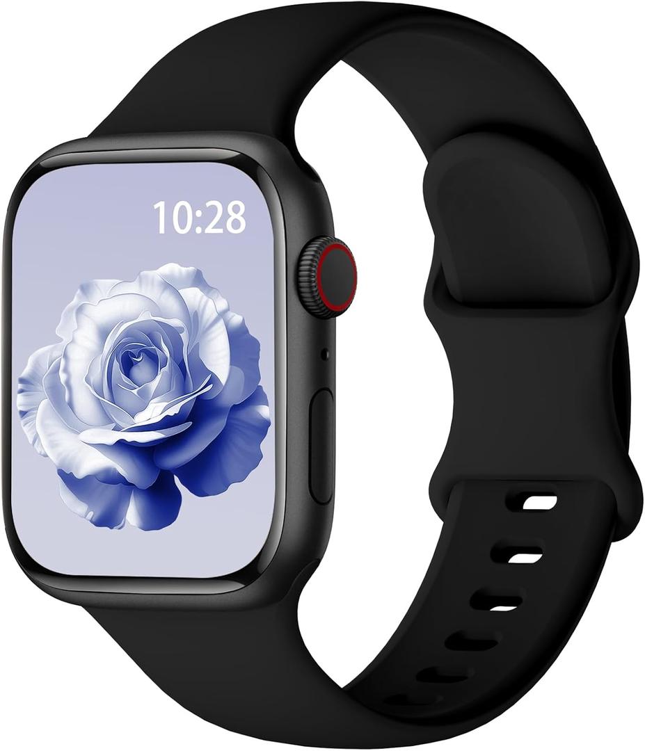 Sport Silicone Band Compatible with Apple Watch Bands 40mm 38mm 41mm 44mm 45mm 46mm 42mm 49mm for Women Men, Soft Wristband Water-proof Strap for iWatch Bands Series 11 10 9 8 7 6 5 4 3 2 1 Ultra SE