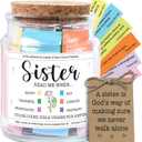 NewEleven Sister Birthday Gifts - Gift For Sister, Soul Sis, Sisters In Law - Sisters Gifts From Sister, Brother, Friend, Family - Decorative Glass Scripture Jar With 92 Bible Verse