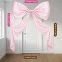 95 x 70 Inches Large Bow Themed Party Decorations Giant Pink Bow Decor Satin Ribbon, Contains Felt Big Pink Wall Decor Girl Coquette Birthday Decorations Bachelorette Bridal Supplies