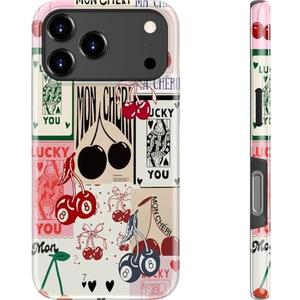 Goodon for iPhone 17 Pro Case - Compatible with Magsafe - Dual-Layer Hard Shell & Silicone Cover - Protective Phone Case with Cute Wildflower Designs for Women - Artistic Cherry Sandpaper