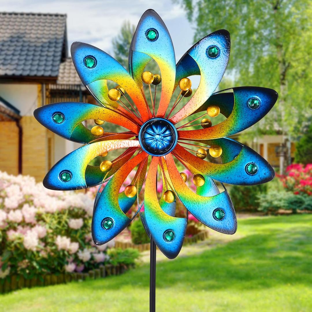 Metal Wind Spinner for Yard Decor Garden Windmill Outdoor Kinetic Wind Sculpture Dual Direction for Backyard Patio Lawn Homewarming Gift