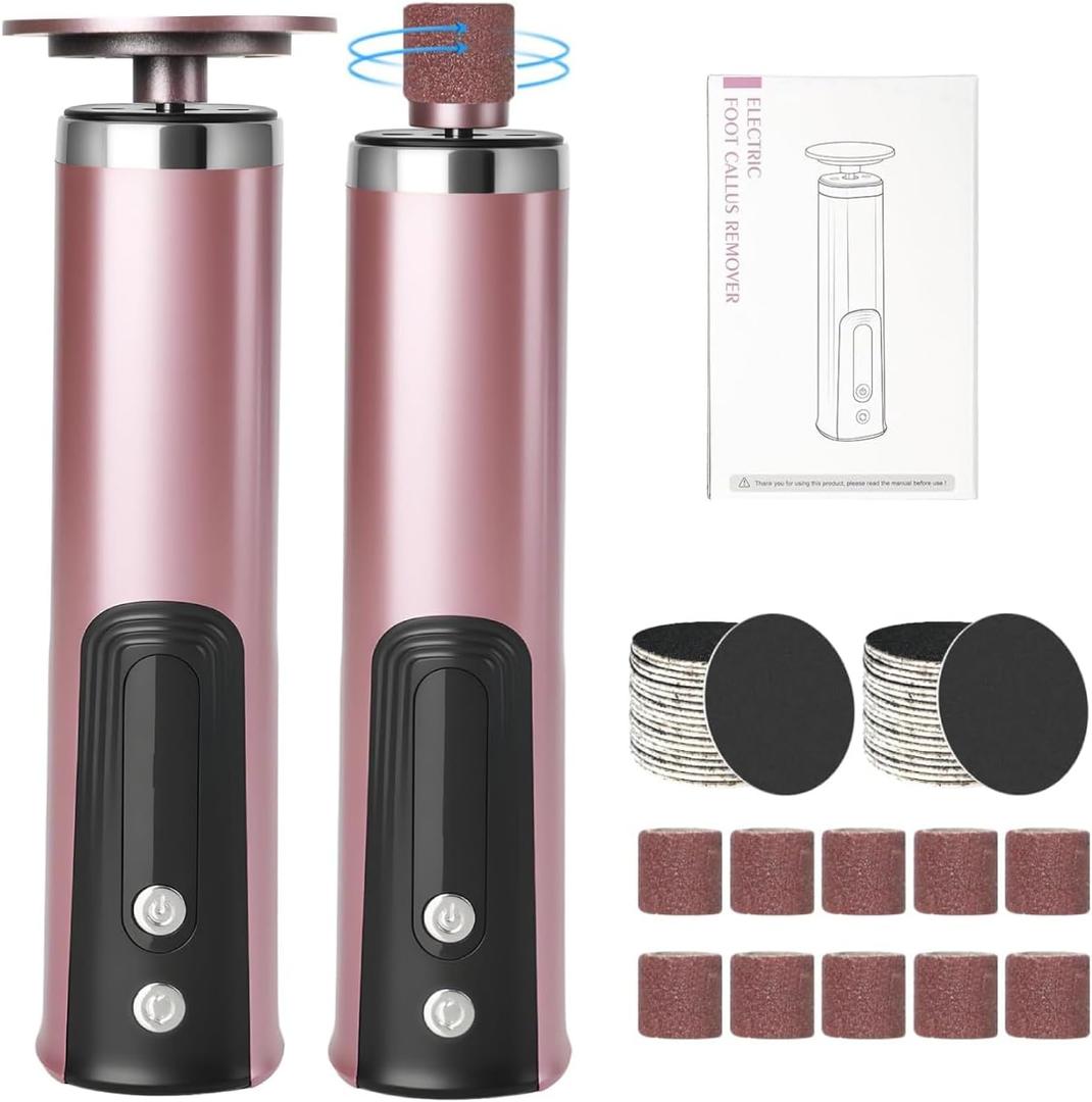Callus Remover for feet, Electric Foot Callus Remover, Foot File with 6 Adjustable Speed, Foot Scrubber Scraper with 2 Grinding Heads & Sandpaper Discs, Pedicure Tools for feet with Digital Display