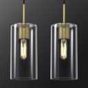 Modern Brass Pendant Lights Kitchen Island 2 Pack Glass Pendant Light Fixtures, 9.5'' Farmhouse Gold Pendant Light Kitchen Pendant Lighting Over Island for Sink, Bathroom, Bar,Dining Room