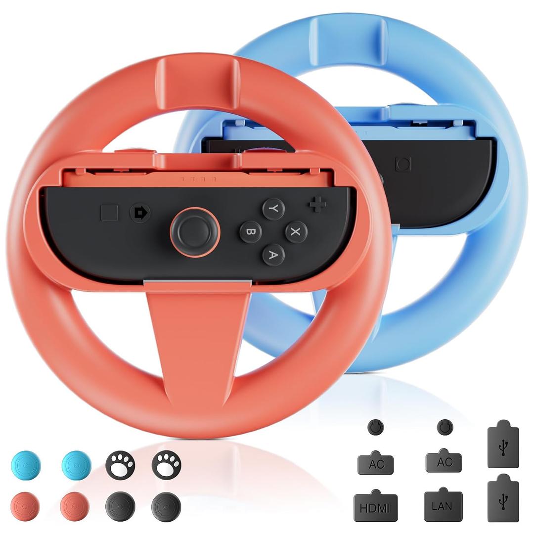 Controllers Wheels for Switch 2 Joyc0n, Racing Wheels for Mario Kart 8/9 | Steering Wheel for Switch 2, Comfortable Grip for Nintendo Switch 2 Controller Accessory, Accessories with switch dock