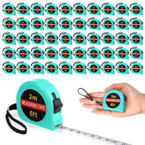 Copkim 50 Pcs Small Tape Measure Bulk 6 Ft 2M Mini Measuring Retractable Metric Tape Measure and Inch, Portable Easy to Read Measurement for Adults Prizes Construction Tool Party Favors(Green)