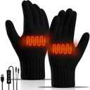 5V Electric USB Heated Gloves for Men Women Keep Hands Toasty with Winter Hand Warmers Laptop Black Gloves for Typing