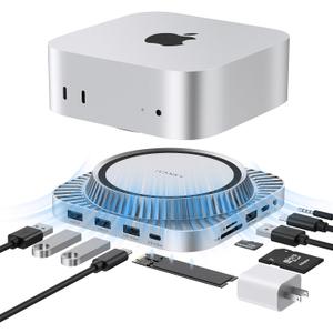 IVANKY 13-in-1 Mac mini M4 &M4 Pro (2024) Dock, Docking Station Stand with M.2 NVMe SSD Enclosure,4K@120Hz HDMI Hub, 10 Gbps USB A *2 +USB C *2, SD/TF, Audio Ports *2, 20W PD Power Adapter *1 (High-Speed, Sliver)