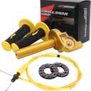 JFG RACING Motorcycle Throttle Assembly,7/8" 22mm Quick Twist Throttle Grips With Throttle Cable Aluminum Alloy Universal For CRF50 KLX SSR TTR 110 125 150 200 250cc Dirt Pit Bike ATV Mini Bike Gold (Normal)