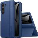 BXYJY for Samsung Galaxy Z Fold 5 Case with Stand, Front Privacy Screen Protector, Hinge Protection, Slim Rugged Hard Shockproof Cover, Full Body Protective Phone Case for Samsung Z Fold5 2023, Blue