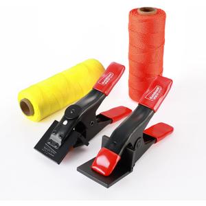 Goldblatt 4 Pieces Mason Line Clamps & Mason Line String Line - Red & Orange Nylon Twine String Rolls, Concrete Tools Set, Construction Masonry Measurement String for A String Level